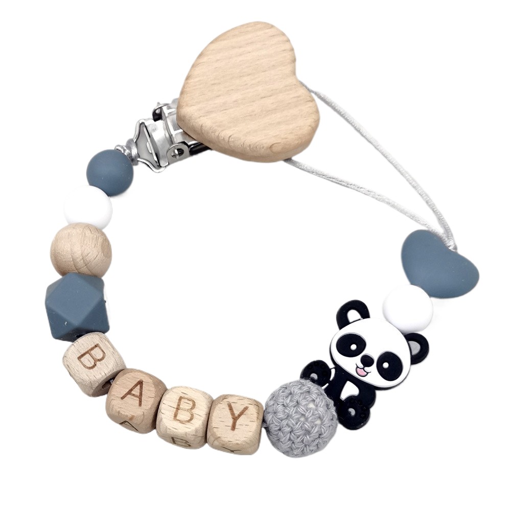 Baby Products - Drewniany, personalizowany łańcuszek do smoczka dla