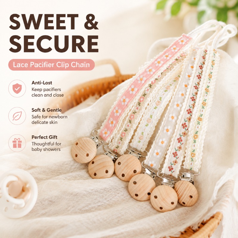Baby Products For Gift - Koronkowy łańcuszek do smoczka dla noworodka,